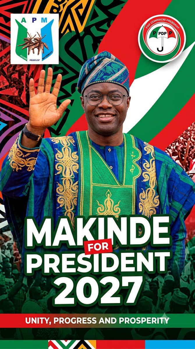 PDPAPMAlliance's tweet photo. Seyi Makinde: The Performer Nigeria Needs in 2027.

Nigerians are yearning for a leader who delivers results, not rhetoric, and Governor Seyi Makinde @seyimakinde of Oyo State stands out as that proven choice. In just six years, he has transformed Oyo state into a model of visionary, people-centered governance that many now want scaled to the national level. 

Why the buzz for 2027?

•  Infrastructure Revolution: Over 550 km of roads built or rehabilitated, connecting communities and boosting commerce, including landmark projects like the Moniya-Iseyin, Ibadan Circular Road initiatives, etc. 

•  Economic Powerhouse: Internally Generated Revenue (IGR) skyrocketed from ₦1.6 billion to around ₦8 billion monthly — a staggering 295%+ leap through fiscal discipline and smart investments. He attracted billions in agribusiness and private capital, turning Oyo State into an investment magnet. ￼

•  People-First Welfare: First amongst States to commence the implementation of the highest minimum wage in Nigeria (₦80,000), prompt salaries and pensions (including backlog payments), massive teacher recruitment (over 21,000), and tripled school enrollment. 

Healthcare and security have also seen major gains, with innovations like the 11MW hybrid power plant lighting the way, etc. 

A successful engineer and entrepreneur with a clean, pragmatic style, Governor Makinde has restored trust in government through transparency, inclusivity, and tangible progress — earning praise as one of Nigeria’s most admired and effective governors. ￼

In a country hungry for competence, security, economic relief, and real development, Governor Seyi Makinde’s track record screams “national reset.” Nigerians aren’t just hoping — they’re demanding leadership that works. 2027 could be the turning point.

#JoinTheAllianceToday #JoinThePDPAPMAlliance #NigeriaFirst #NigeriaAlways #AFreshStart