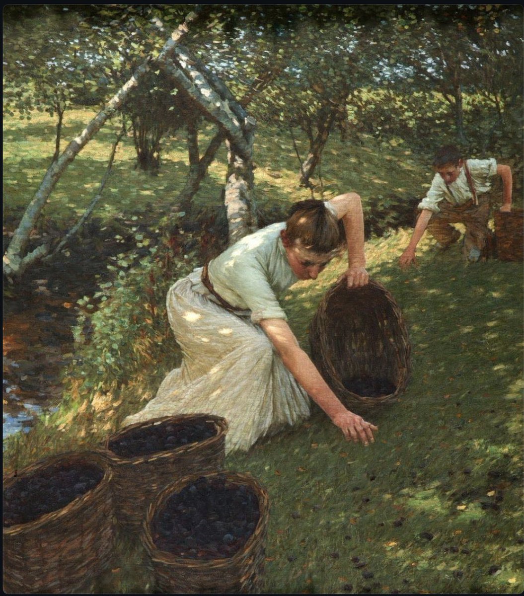 museo53's tweet photo. Recogiendo Ciruelas, 1901🖌️ Henry Herbert La Thangue (1859-1929) pintor inglés que a menudo representaba la vida en el campo, sus pinturas muestran a gente trabajando al aire libre, con un fuerte enfoque en la luz natural y las escenas cotidianas.
Galería de arte de Manchester https://t.co/SYUphzG4zr