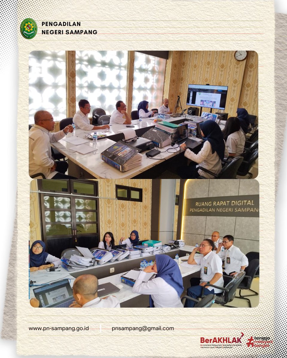 PNSampang's tweet photo. Sampang, 13 Juli 2026  Pelaksanaan Kegiatan Sertifikasi Mutu Pengadilan Unggul dan Tangguh (AMPUH) dan Pengawasan Daerah pada Pengadilan Negeri Sampang oleh Pengadilan Tinggi Surabaya. https://t.co/xpp0Tpq7hv