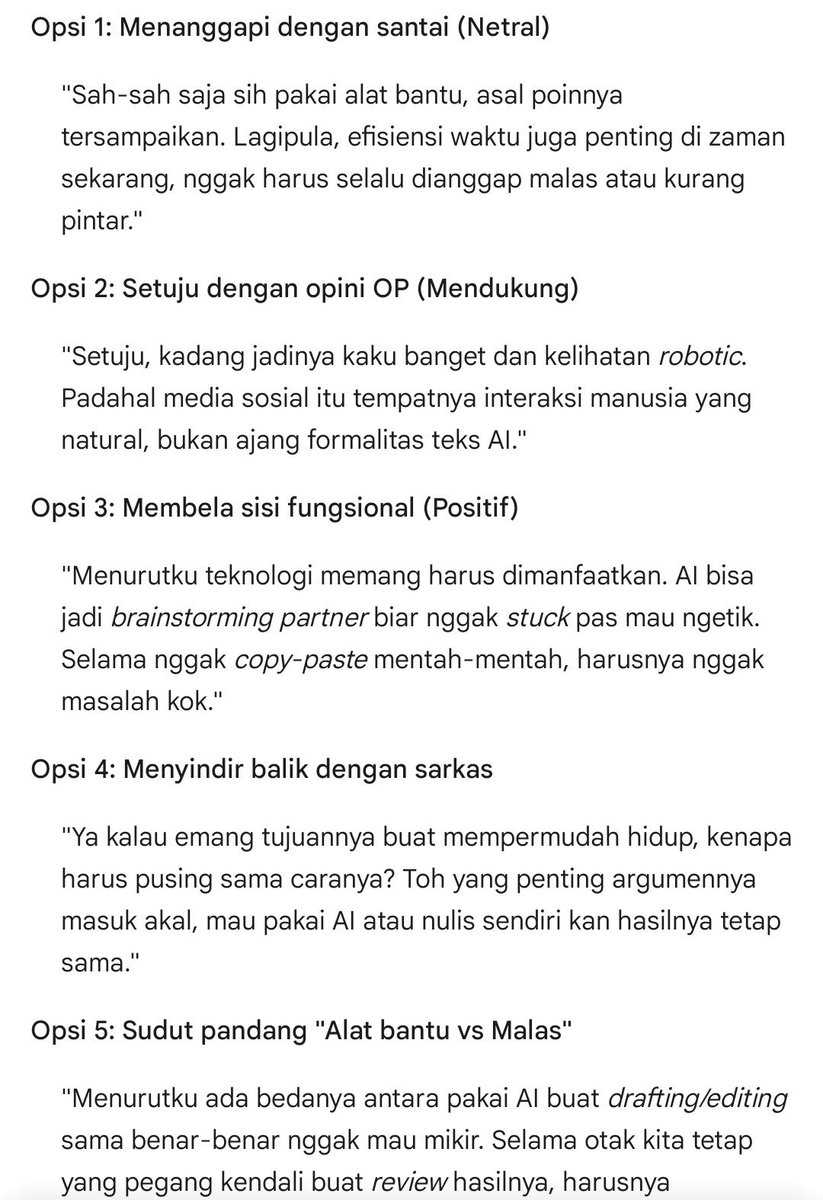 Threadforge_'s tweet photo. @suka_matcha23 Ok kak, saya coba balas tweetmu pakai AI juga ya
Mau yang mana kak?
🤣 https://t.co/FLhaKGtUTE