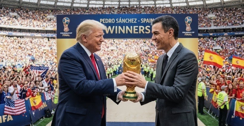 MaurizioCondor2's tweet photo. @Neurone94840708 @FIFAcom Estoy deseando que el presidente #Trump entregue el trofeo de la Copa del Mundo al presidente #Sánchez #España #CopaDelMundo #worldcup #worldcuplive https://t.co/bLY3xF8psK