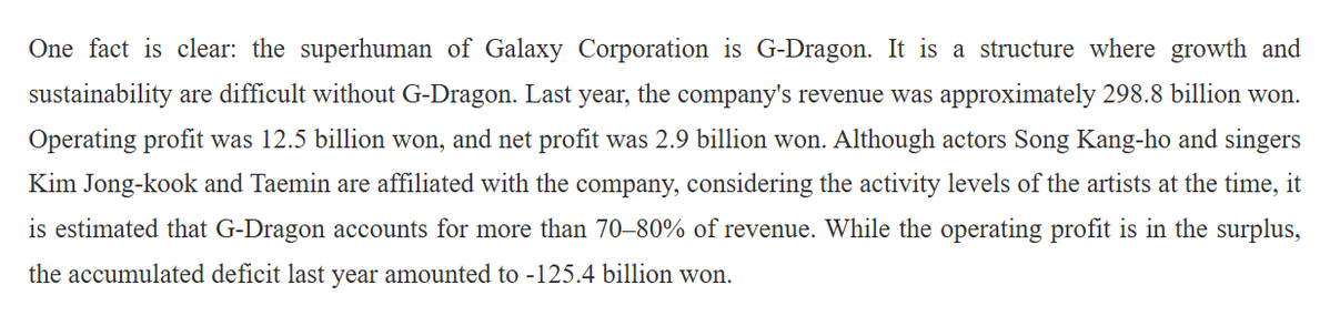 archivedbb's tweet photo. G-DRAGON is currently Galaxy Corporation’s biggest source of income, reportedly making up around 70–80% of the company’s total revenue.

https://t.co/8xESooEUez https://t.co/QwRNEnBqHb