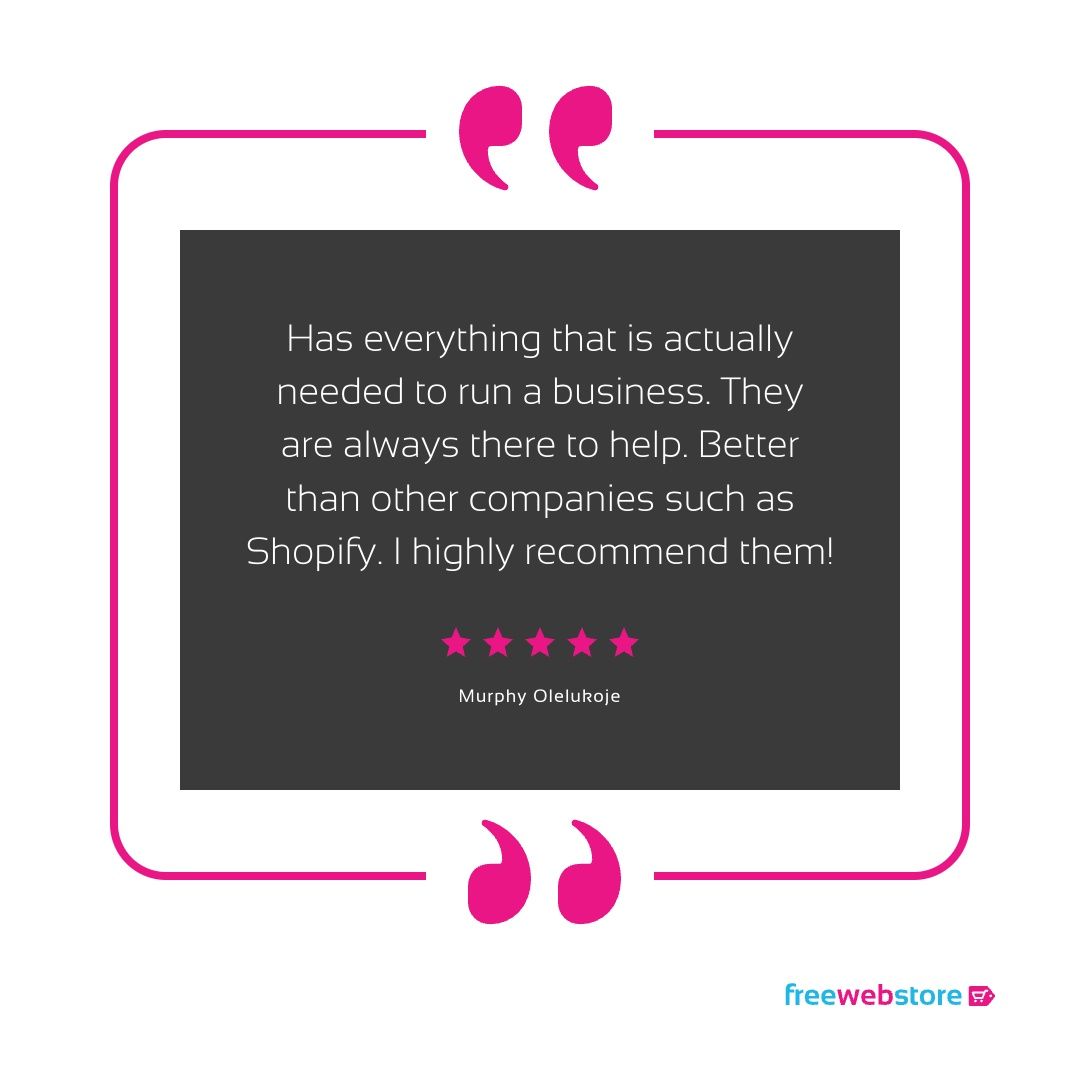 freewebstore's tweet photo. Better than Shopify, everything you need, and real support behind you. That is the verdict from Murphy Olelukoje. Start free today. #freewebstore #ecommerce https://t.co/UBiIbkqB2S