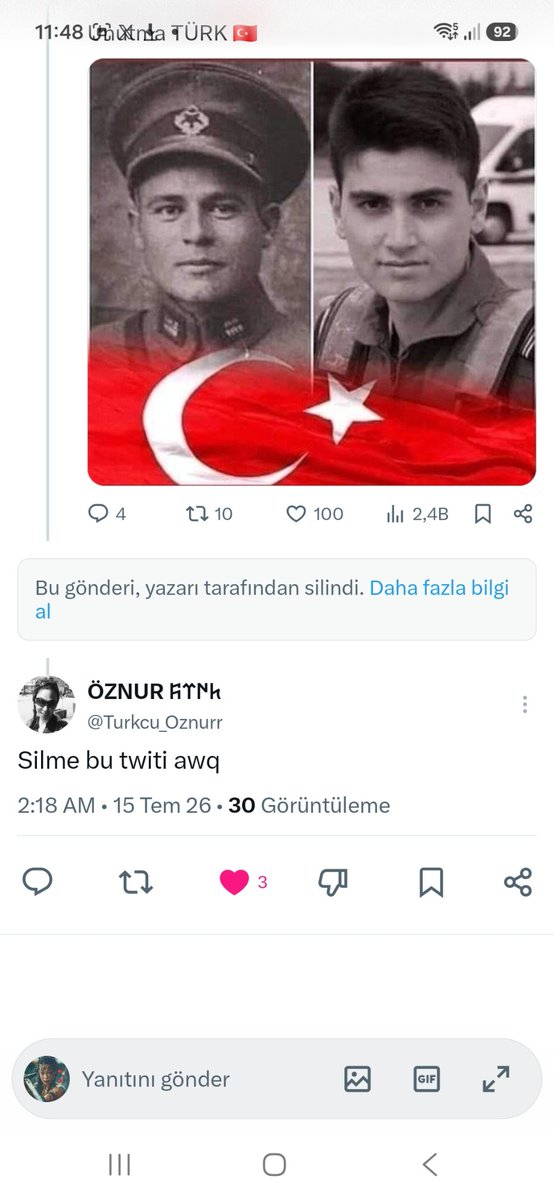 Sen_Turkksun's tweet photo. Sencer Alagöz, benim sayfamın fetö güdümünde olduğunu, yani benim bir fetöcü olduğumu yazıyor, sonra da bu twiti siliyor. 

Bıraktığın dijital iz burada ve bunun hesabını vereceksin. 

Murat Tekin ŞEHİTTİR🇹🇷 https://t.co/s5kH4cQyry