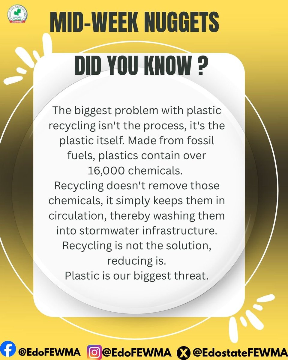 EdoStateFEWMA's tweet photo. You can't recycle your way out of a material that's hazardous by design. You only stop its production. https://t.co/eGB0q1346K