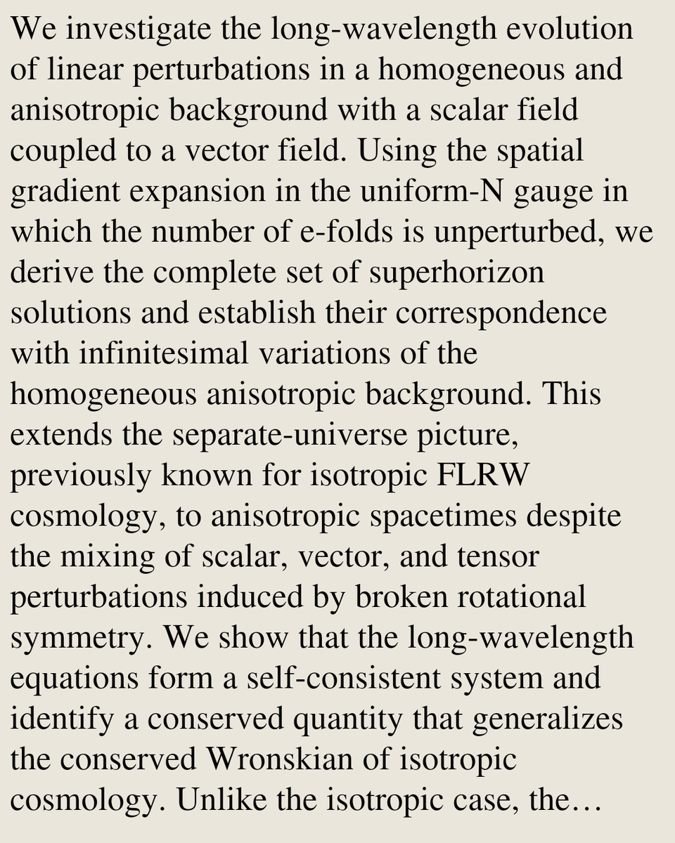 AstroPHYPapers's tweet photo. Anisotropic separate universe: Long-wavelength perturbations and conserved quantities

Daiki Saito, Atsushi Naruko
https://t.co/QzFXEcuRAM [𝚊𝚜𝚝𝚛𝚘-𝚙𝚑.𝙲𝙾 𝚐𝚛-𝚚𝚌] https://t.co/gHSu6ayEuE