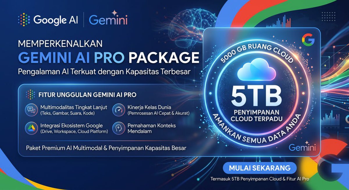 zditakarang's tweet photo. @cipobenice Dijual GEMINI PRO durasi 1,5 tahun! ✨🌌

Google AI Pro + 5TB Storage sistem Invite (pake email pembeli) : Rp 20k

Google AI Pro + 5TB Storage Family Admin (bisa add 5 akun): Rp 80k (email seller +4k)

Hubungi: 081263942491 https://t.co/8iFK70e4Zo