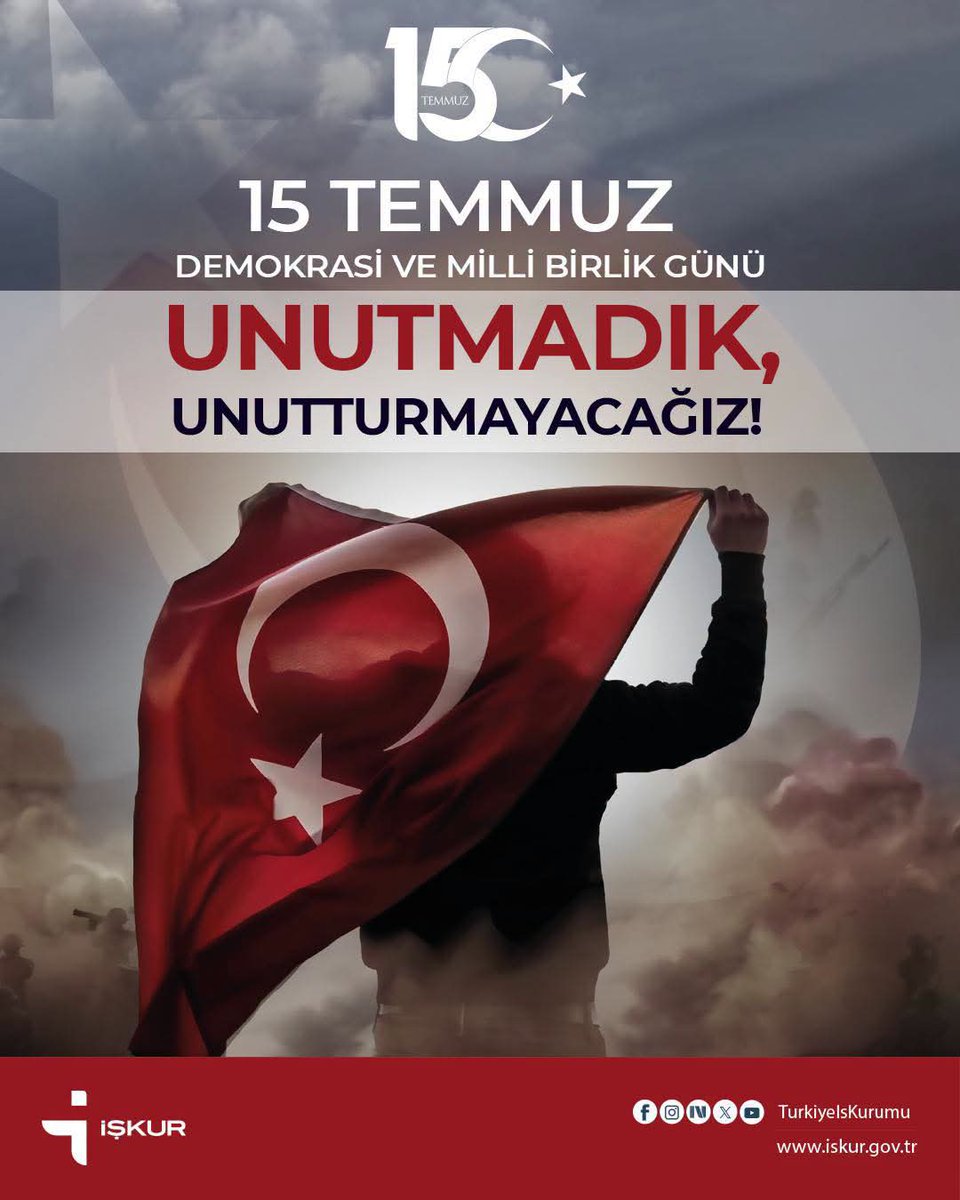 CankiriIskur's tweet photo. #15TemmuzDemokrasiVeMilliBirlikGünü ’nde, vatanımızın bağımsızlığı ve demokrasisi uğruna canlarını feda eden şehitlerimizi rahmetle, gazilerimizi minnetle anıyoruz. Aziz milletimizin gösterdiği kararlılık ve fedakârlığı saygı ve şükranla yâd ediyoruz. https://t.co/l8eYBsFK7I