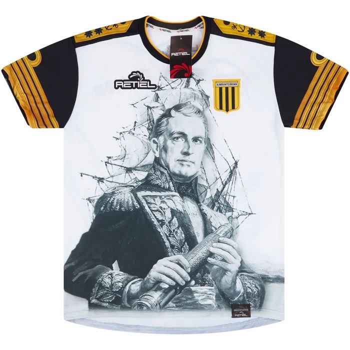 footyheritage's tweet photo. Admiral William Brown was an Irish-born naval commander who served in the Argentine navy during the Argentine War of Independence and other conflicts in the 19th century.

Born in County Mayo, Almirante Brown has become one of Argentina's national heroes for the courage and service he gave to Argentina and its people.

Notably, he served Argentina in conflicts with Brazil, Spain, Uruguay, France and Britain.

There are at least four football clubs named after him in Argentina, the most prominent of which even released a football jersey which honours him and his legacy.

Almirante Brown play in Argentina’s Nacional B, and in 2021 produced a special edition kit featuring Admiral William Brown.

An incredible legacy and story kept alive through the football clubs who still honour him today.