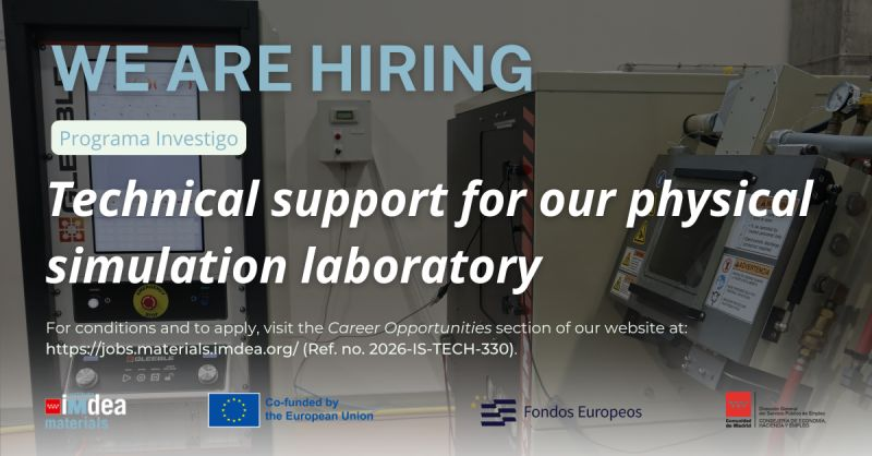 ImdeaMaterials's tweet photo. 🔎 We are on the hunt for a motivated person to offer technical support for the research activities carried out in our #PhysicalSimulation laboratory.
This position is offered through #ProgramaInvestigo.
🔗 For conditions and to apply, see: https://t.co/Lor4C5Z120 https://t.co/43yIvyoTVo