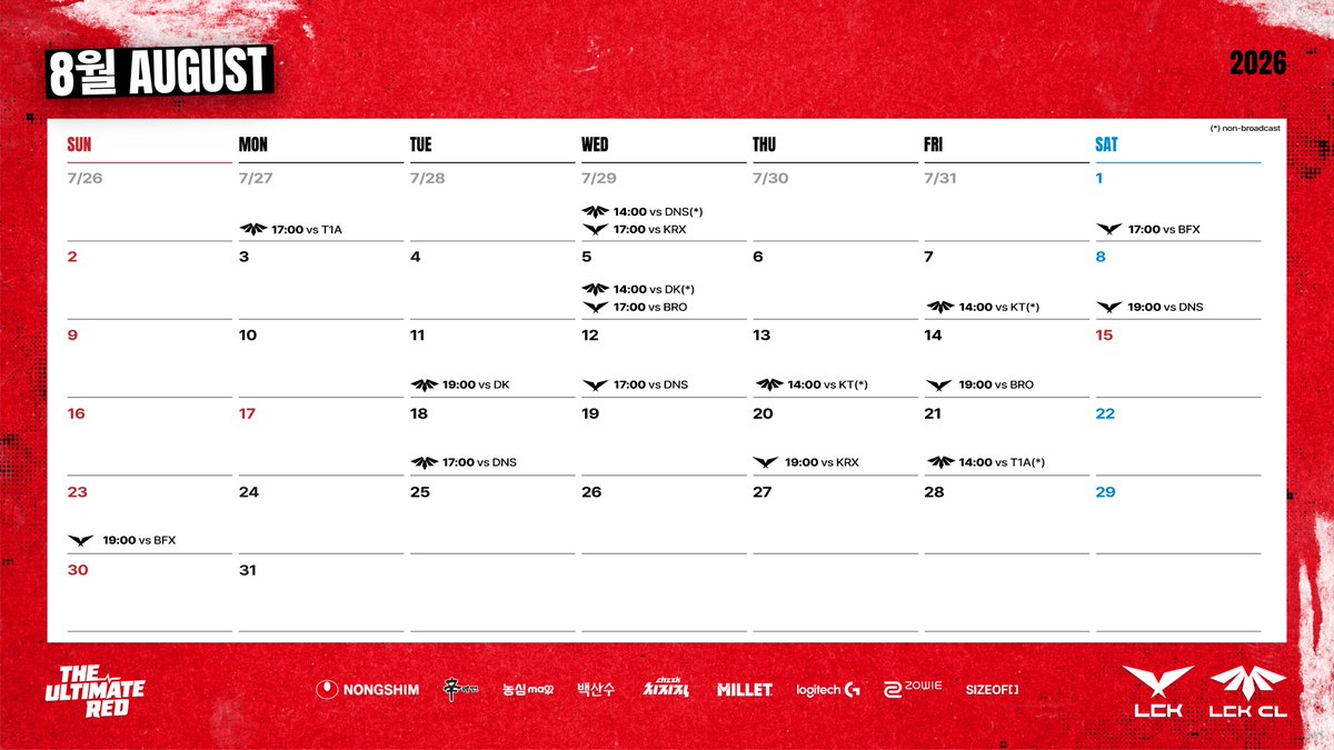 NS_RedForce's tweet photo. [NS CALENDAR] #LCK #LCKCL

LCK/LCK CL Round 3-4 is about to begin! 🔥
Set this match schedule as your wallpaper and get ready to cheer!

#NONGSHIM #NSRedForce #NSwin #LCK #LCKCL #match #CALENDAR https://t.co/CoeiOpAOLp