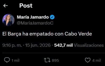 JordanAT17's tweet photo. Por lo que sea María no ha seguido actualizando que tal le va al Barça en el Mundial.

Estás tragando a paladas, María. Como me alegro. @MariaJamardoC 🤣 https://t.co/fhOo9DUvto