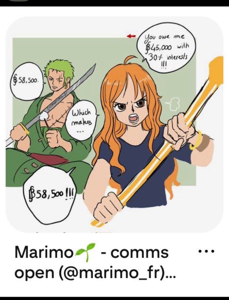 Jihookmox's tweet photo. I think zoro might just be very good at maths https://t.co/OaUwnBmG8W