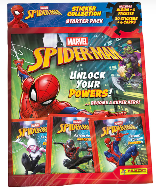 FootballStuffTV's tweet photo. First pictures:

The new Panini Spider-Man Unlock Your Powers Sticker Collection is set to be released in August 2026 🕷

Who will be collecting this set? 🤔 https://t.co/ruwcUOUfVh