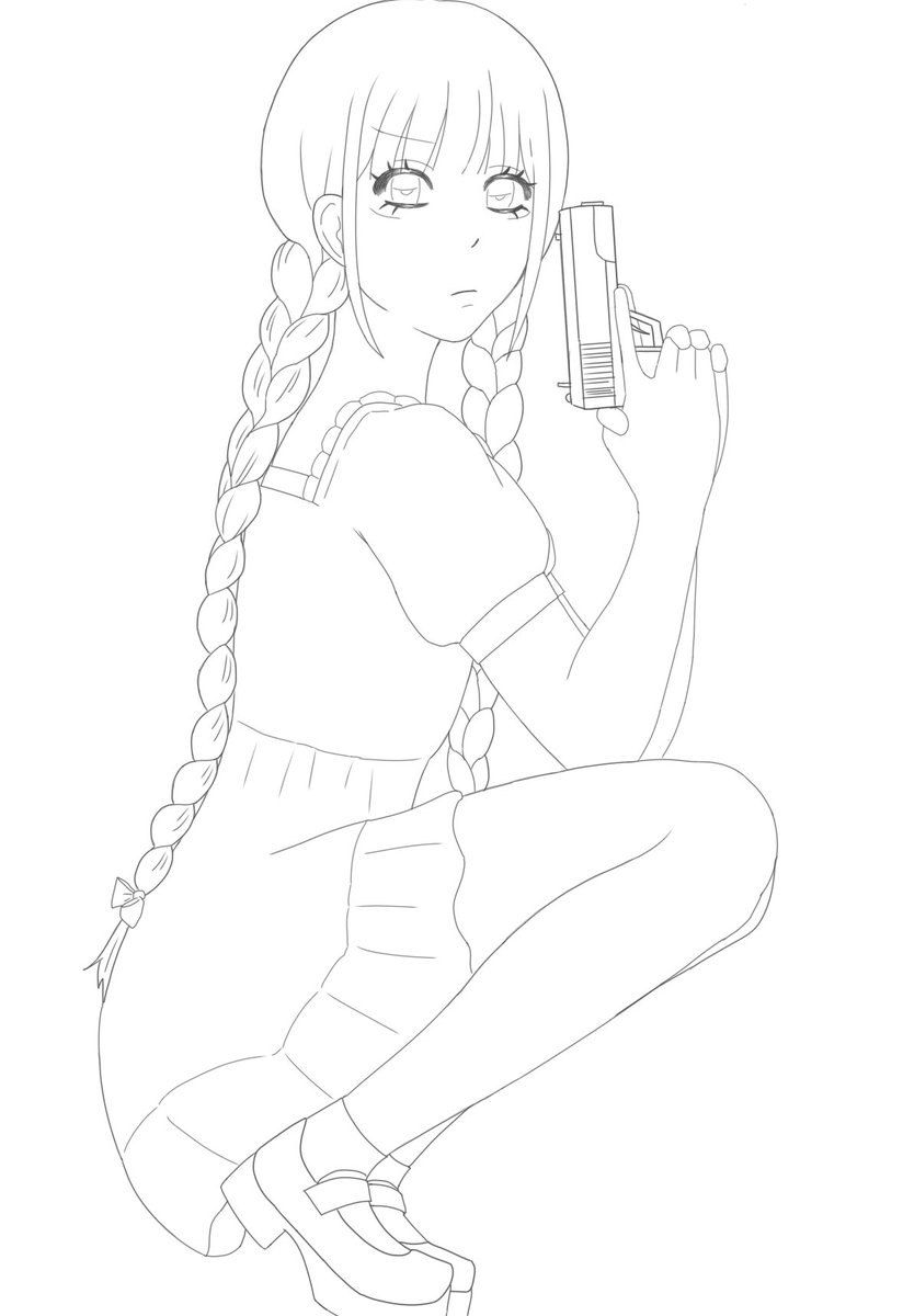 otone0000's tweet photo. #絵描きさんフォロバ１００ 
#絵描きさんとつながりたい 
#絵柄が好みって人にフォローされたいㅤㅤ 
線画完成〜！！
頑張って全身絵描きましたー！！
二次のスーパーロングって可愛いよね https://t.co/VC9LhXvDO0