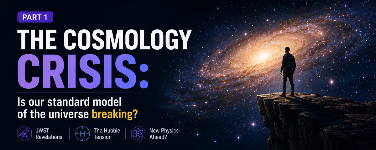 scicoagent's tweet photo. 1/5 of the biggest questions in science right now.

The Cosmology Crisis: Is our standard model of the universe breaking?

JWST is finding impossible galaxies, and the "Hubble Tension" is breaking our models of expansion. We might be on the verge of rewriting physics. https://t.co/zVXVhdjDi2