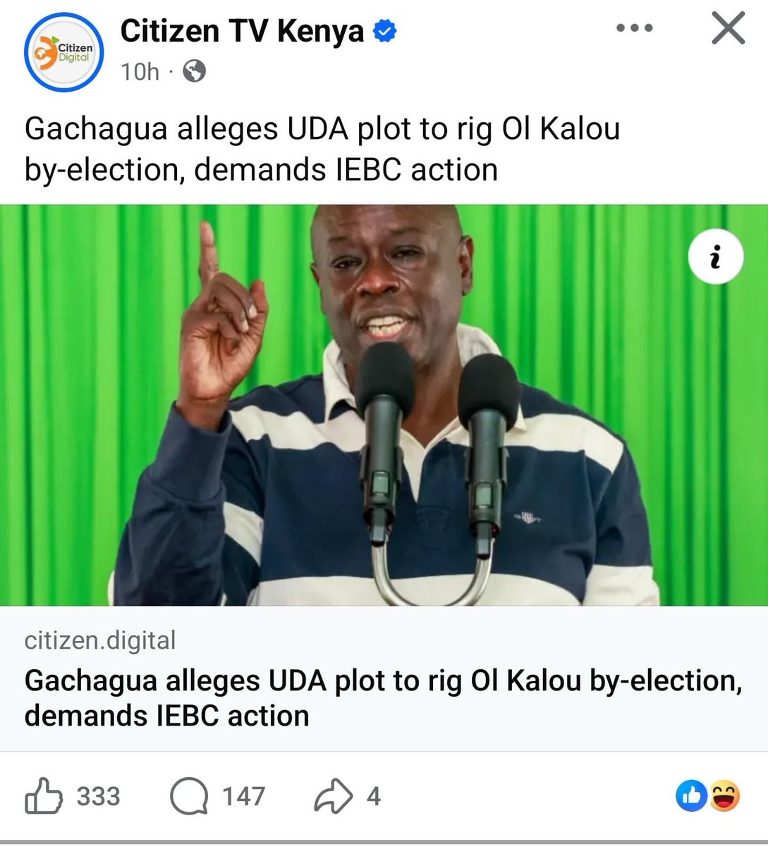 ViceSuprem9190's tweet photo. Gachagua fouls fresh allegations.. claiming loosing sit to UDA in Olkalou.#GachaguaConcedesOlkalou https://t.co/i9Lv4uQtHN