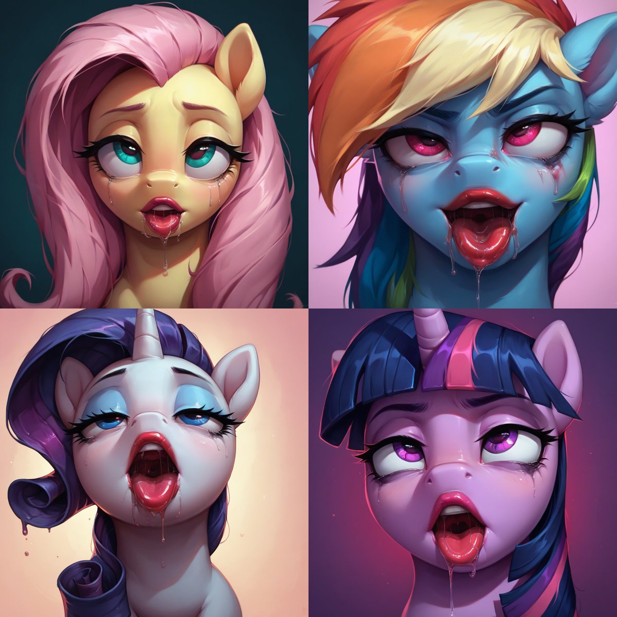 PonysexualGoonr's tweet photo. I did a whole bunch of cringe pony face porn lol, they could make fun profile pictures or something
Here you go
https://t.co/TjSOggZVsF

There are, each of the mane six, Starlight Glimmer, Trixie, Celestia, Luna, Cadence, Chrysalis, Nightmare Moon and Daybreaker https://t.co/McVaNETwh0