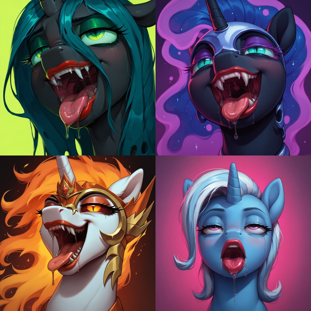 PonysexualGoonr's tweet photo. I did a whole bunch of cringe pony face porn lol, they could make fun profile pictures or something
Here you go
https://t.co/TjSOggZVsF

There are, each of the mane six, Starlight Glimmer, Trixie, Celestia, Luna, Cadence, Chrysalis, Nightmare Moon and Daybreaker https://t.co/McVaNETwh0