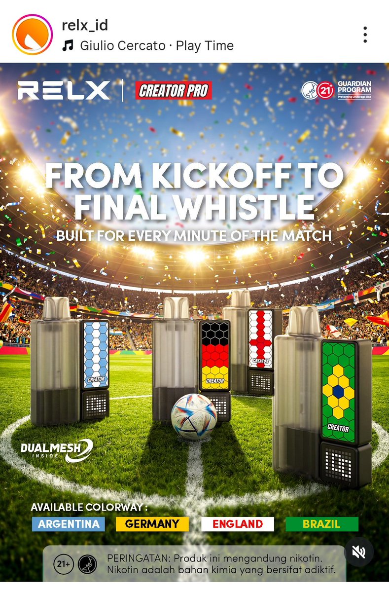 thejurgenholic's tweet photo. TEBAK SKOR: RELX CREATOR PRO WORLD CUP EDITION 🚨

Give away RELX hadir lagi guys! 🔥

Hadiah:
🏴󠁧󠁢󠁥󠁮󠁧󠁿 RELX Creator Pro England Edition (1 pemenang)
🇦🇷 RELX Creator Pro Argentina Edition (1 pemenang)

Cara ikutan gampang:
- Like & Repost tweet ini
- Follow Instagram @relx_id
- Follow X @thejurgenholic
- Reply jawaban + hashtag #RELXGEN (Contoh: Inggris 52-1 Argentina #RELXGEN) 
- Pengumuman : 16 Juli

Yuk tes keberuntungan kamu!
LESGOOO! 😉✨