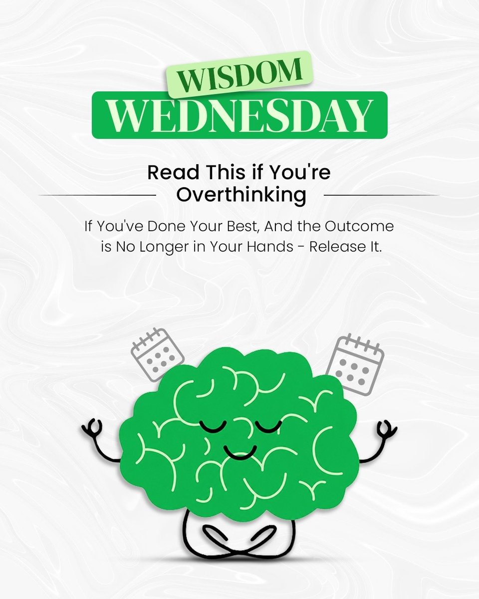 neelimaasona's tweet photo. Overthinking won't change the outcome—it only steals your peace.

Do your best, trust your efforts, and let go of what you can't control. Sometimes, true strength lies in releasing what's no longer in your hands.

#EmotionalIntelligence #MentalWellbeing #WisdomWednesday https://t.co/BEEf2P1O3P