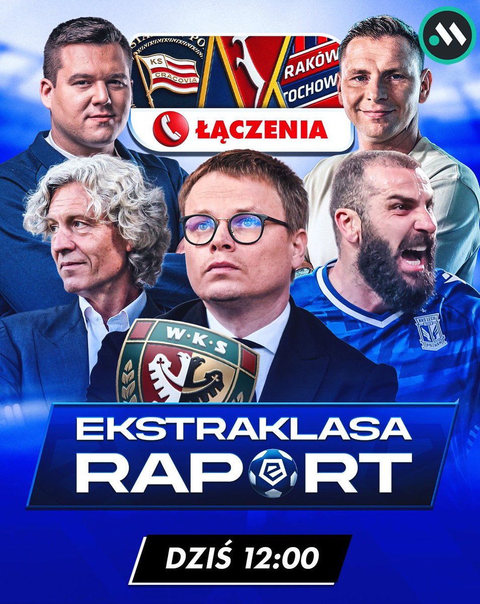 Meczykipl's tweet photo. EKSTRAKLASA RAPORT 🌟

◼️ Królewski vs Śląsk!
◼️ Mioduski postawi na FIFA?
◼️ Lech - Górnik w Superpucharze

👥 @BStando, @tmkupisz, @BlazLukaszewski 
📞 @jablonski_l84, @markowski_dm, Mateusz Praszelik

Start: 12:00! ⏰ https://t.co/0JDL94w7h9