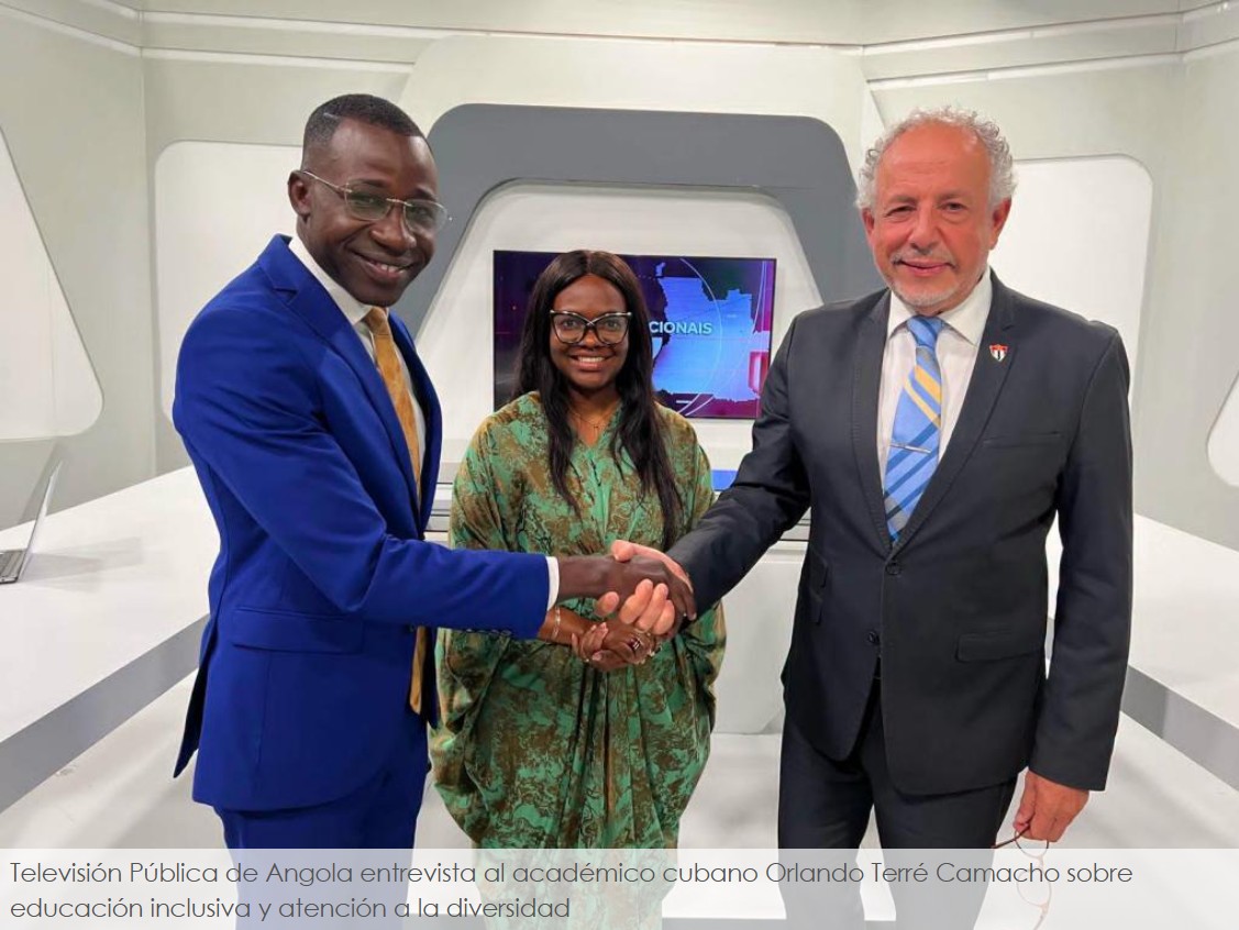 embacuba_angola's tweet photo. Televisión Pública de Angola entrevista al académico cubano Orlando Terré Camacho sobre educación inclusiva y atención a la diversidad
🇨🇺🤝🇦🇴
https://t.co/ElB8swmBSg https://t.co/ol6bqTbhyT