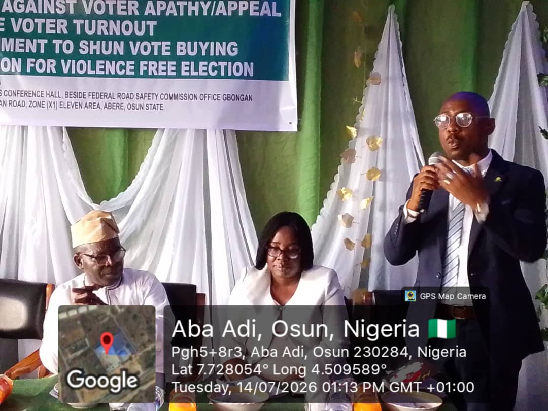 osun_noa's tweet photo. Representative of the Department of State Security Service Admonishing Participants At the Stakeholders Meeting Organized by NOA Osun Directorate on voters Education Sensitization at NOA Office Hall Abere on 14/7/2026 https://t.co/nFzi6KmY0A