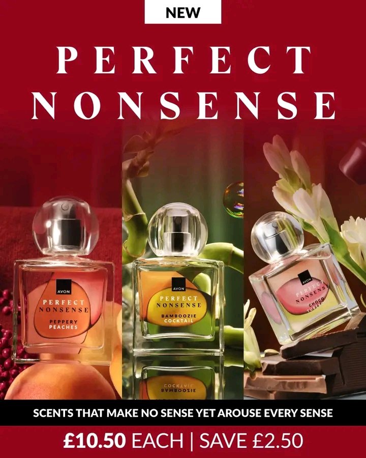 natavonstore's tweet photo. Unexpected notes.
Unforgettable impressions.
Discover the new Avon Perfect Nonsense collection and find the scent that matches your vibe.
👇👇👇
https://t.co/YfoonxgxAH
#AvonUK #AvonPerfume #SoftGlam #SignatureScent t #beautyuk #perfumelover #BeautyEssentials https://t.co/YPjpCO1A8s