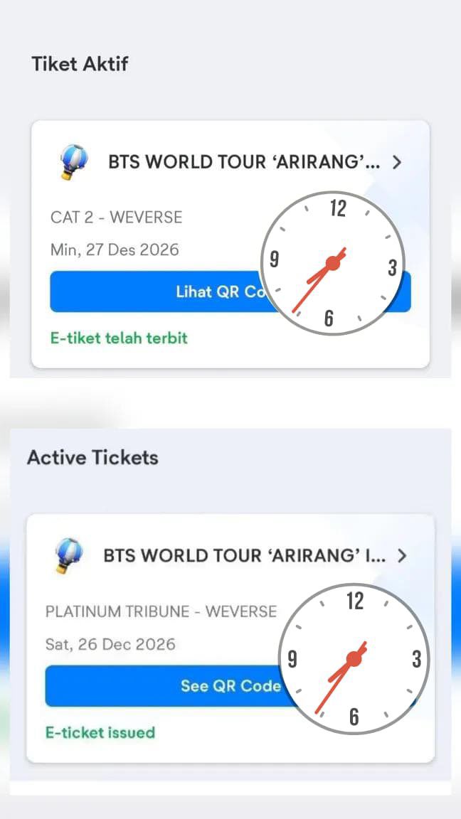 TICKETMASTwmj's tweet photo. WTS
BTS ARIRANG JAKARTA TOUR CONCERT TICKETS

Cat 3 : day 2/3
=2.8M / tix (2 tix)

Cat 2
= 4.3M / tix (1 tix)

VIP b/d : day 3
= 6.5M / tix (2 tix)

✅ Handled until physical ticket 
✅ Small DP 300k

#BTS_ARİRANG #btsarirangworldtour #konserbts #BTS_ARİRANG_MADRID https://t.co/28a69XrACu