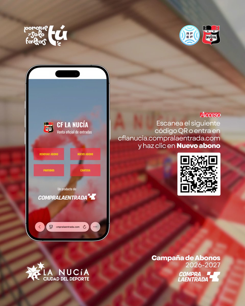 cfnucia's tweet photo. 🔴🅒🅕🅛🅝🔴

𝗖𝗔𝗠𝗣𝗔Ñ𝗔 𝗗𝗘 𝗔𝗕𝗢𝗡𝗔𝗗𝗢𝗦 | Abónate en menos 5️⃣ minutos y de forma 💯% online. 📲

Te explicamos en 2️⃣ partes todo lo que necesitas saber. 👀

ᴘᴏʀǫᴜᴇ ꜱᴏʟᴏ ꜰᴀʟᴛᴀꜱ ᴛú. 🫵

🎟️ https://t.co/w6CHb5dfW1

ᴘᴀʀᴛᴇ 𝟣

#JuguemosAlRojo ♥️

#ADNucía 🧬 https://t.co/A6IFTwqdV5