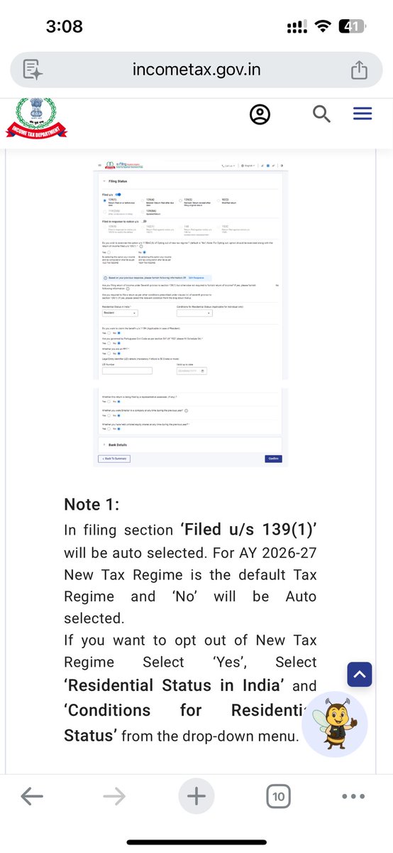 porwal26's tweet photo. @IncomeTaxIndia @nsitharaman @nsitharamanoffc @PMOIndia But as per this guide if we select to be in NEW REGIM only which is BY default  than this residential i belive i no need to select so basically it should be mandatory in case if NO is selected which means New Regime https://t.co/UcjFTao1wi