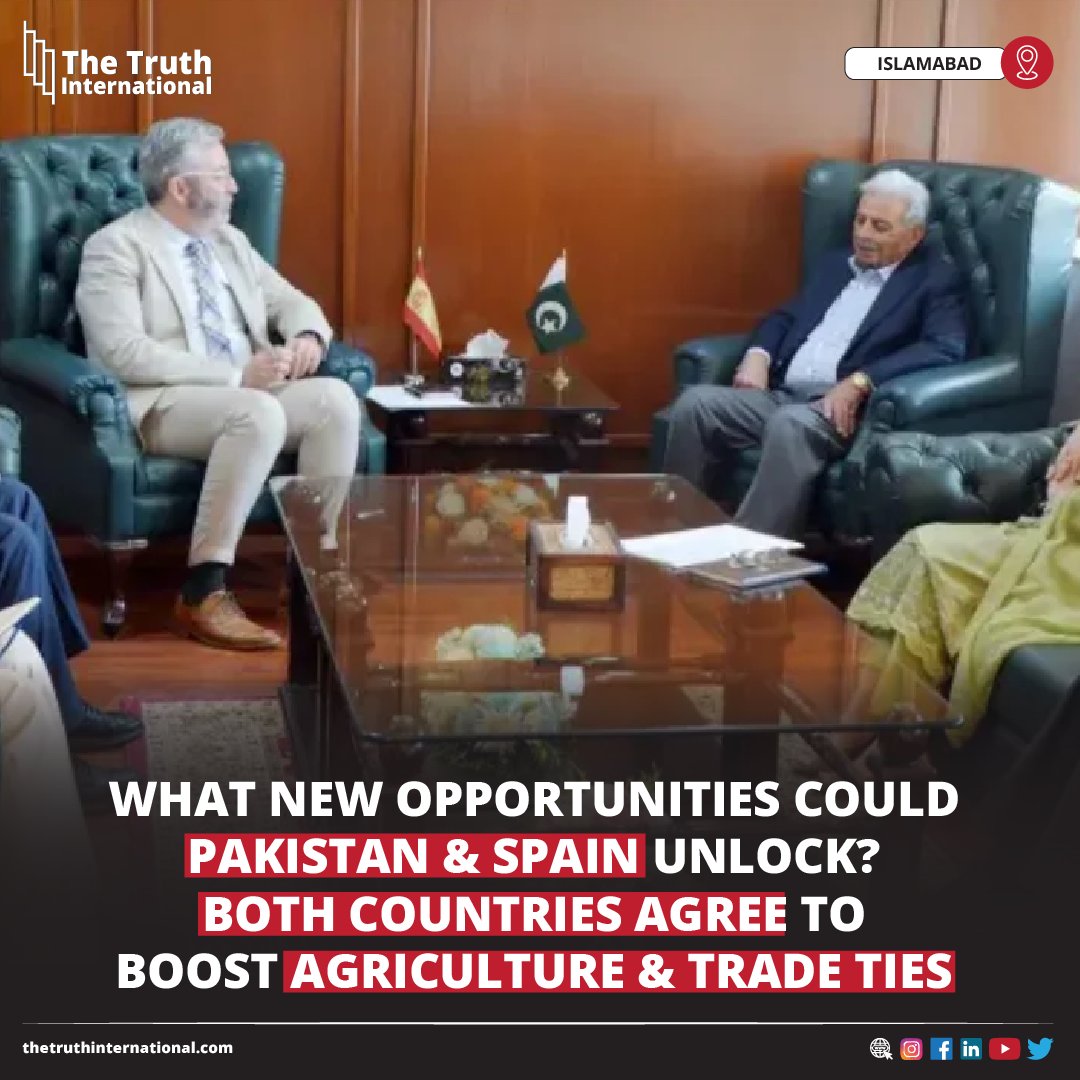 ttimagazine's tweet photo. What New Opportunities Could Pakistan and Spain Unlock? Both Countries Agree to Boost Agriculture and Trade Ties
FOR MORE DETAILS: https://t.co/Eus1B59oxS
#Opportunities
#Pakistan
#Spain
#Unlock
#Countries
#Agree
#Boost
#Agriculture
#TradeTies
#TTI https://t.co/pcZnEY2JzA