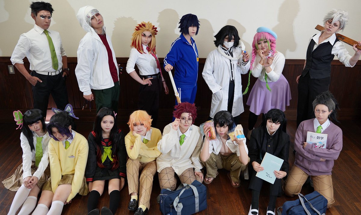 popo様　ウィッグオーダー　梅(キメツ学園) Cosplay / km学 キメツ学園！併せ🏫 📷@BMx9ONxsKixeiio #夏の補修