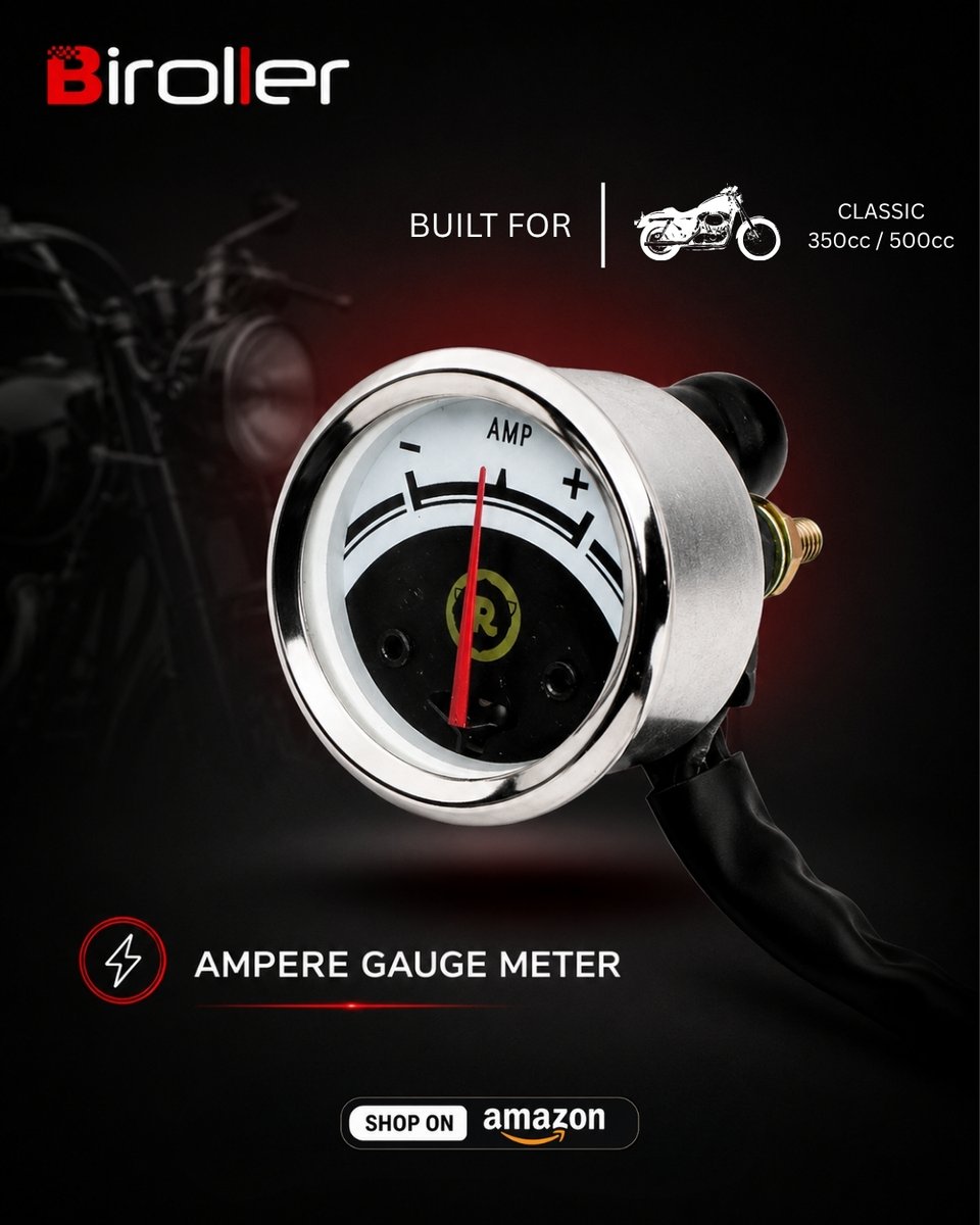 BirollerStore's tweet photo. Every ride deserves reliable performance.
Keep track of your motorcycle's electrical system with the Biroller BRTBAM1 Ampere Reading Analogue Gauge Meter. Designed for precision, durability, and a classic look, it's the perfect upgrade for #RoyalEnfield enthusiasts.

shop now https://t.co/Lg5xp5RS3k