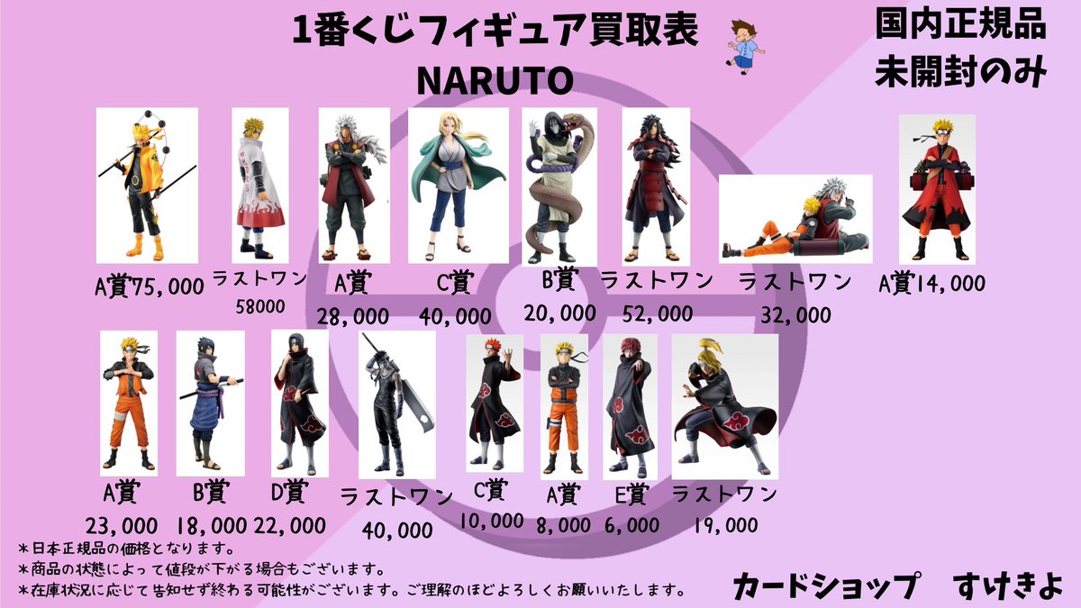現在高騰中NARUTOの一番くじフィギュアの買取金額更新しました！ 一番 