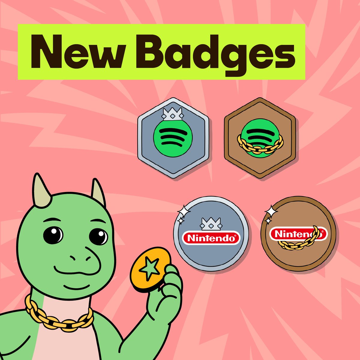 TREX_chain's tweet photo. Saving the kingdom or curating the perfect playlist? 🍄🎶 How do you power up your free time? 

Turn your free time into Persona Value. Get rewarded for your gaming milestones and daily listening streaks on Nintendo and Spotify! ⚡️ 

✨ Now Loading on the Portal: 
🕹️ Nintendo ID & Pass (Account & Membership) 
🎵 Spotify Vibe & Premium (Account & Membership) 

Claim your status in 4 steps: 
1️⃣ Click 'Verify' on the portal 
2️⃣ Install/Update the extension 
3️⃣ Log in to your accounts & refresh 
4️⃣ Click 'Verify' to mint your Badge 

🔗 Link: https://t.co/wkwICjaoWJ

Show off your newly claimed Interest Badges below! 👇