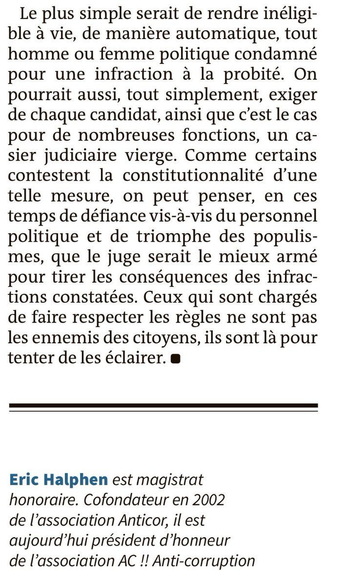 jeromegodefroy's tweet photo. Dans @lemondefr, une chronique impeccable du juge @Eric_Halphen qui clôt à mon avis le débat sur la candidature bancale de @MLP_officiel à la présidentielle. L’héritière du FN se lance dans une nouvelle imposture. Voici la conclusion d’Eric Halphen ⤵️ https://t.co/8ABqescSUx