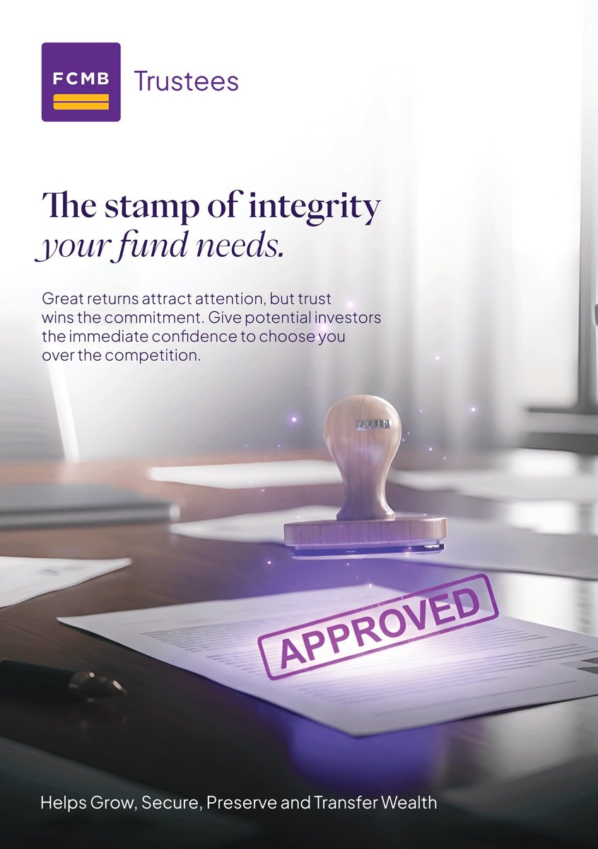 fcmbtrustees's tweet photo. Great investment performance may attract attention, but investor confidence is what drives long-term success.

As the independent trustee to your Mutual Fund or Collective Investment Scheme, FCMB Trustees provides the oversight that gives investors’ confidence. https://t.co/3mAaRW9Pid