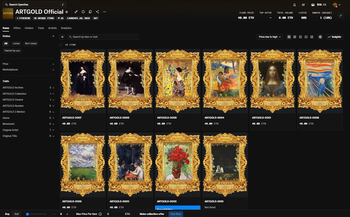 k79k79's tweet photo. Only 2,100 pieces exist worldwide — The world's most beautiful gold, ARTGOLD.  A digital luxury art asset born from the synthesis of humanity's greatest masterpieces and ARTGOLD Z-Motion https://t.co/83ADrftWwO