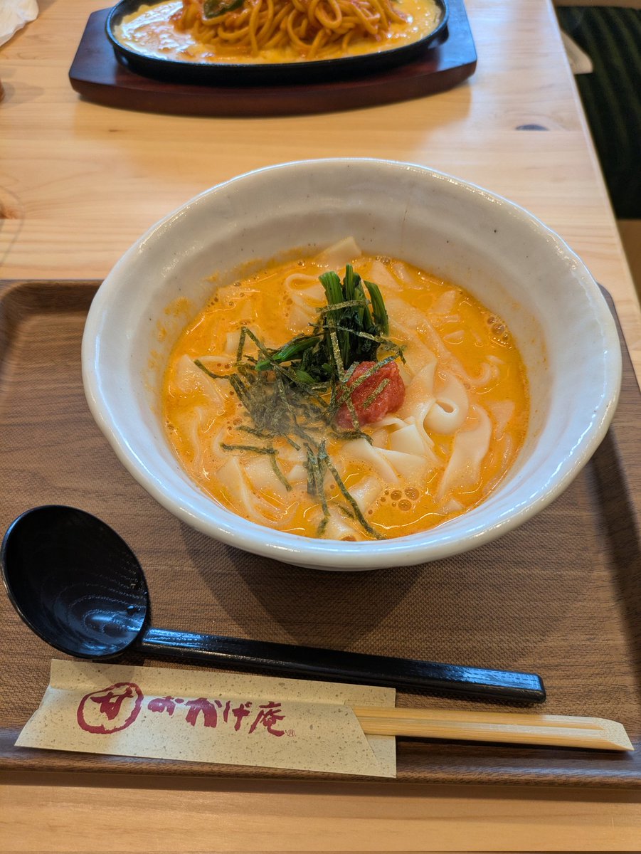 twee_ting_j's tweet photo. 和風コメダのおかげ庵
明太クリームきしめんとレトロスパゲティ
焼き大福はシェア https://t.co/rkgYCAm6Qz