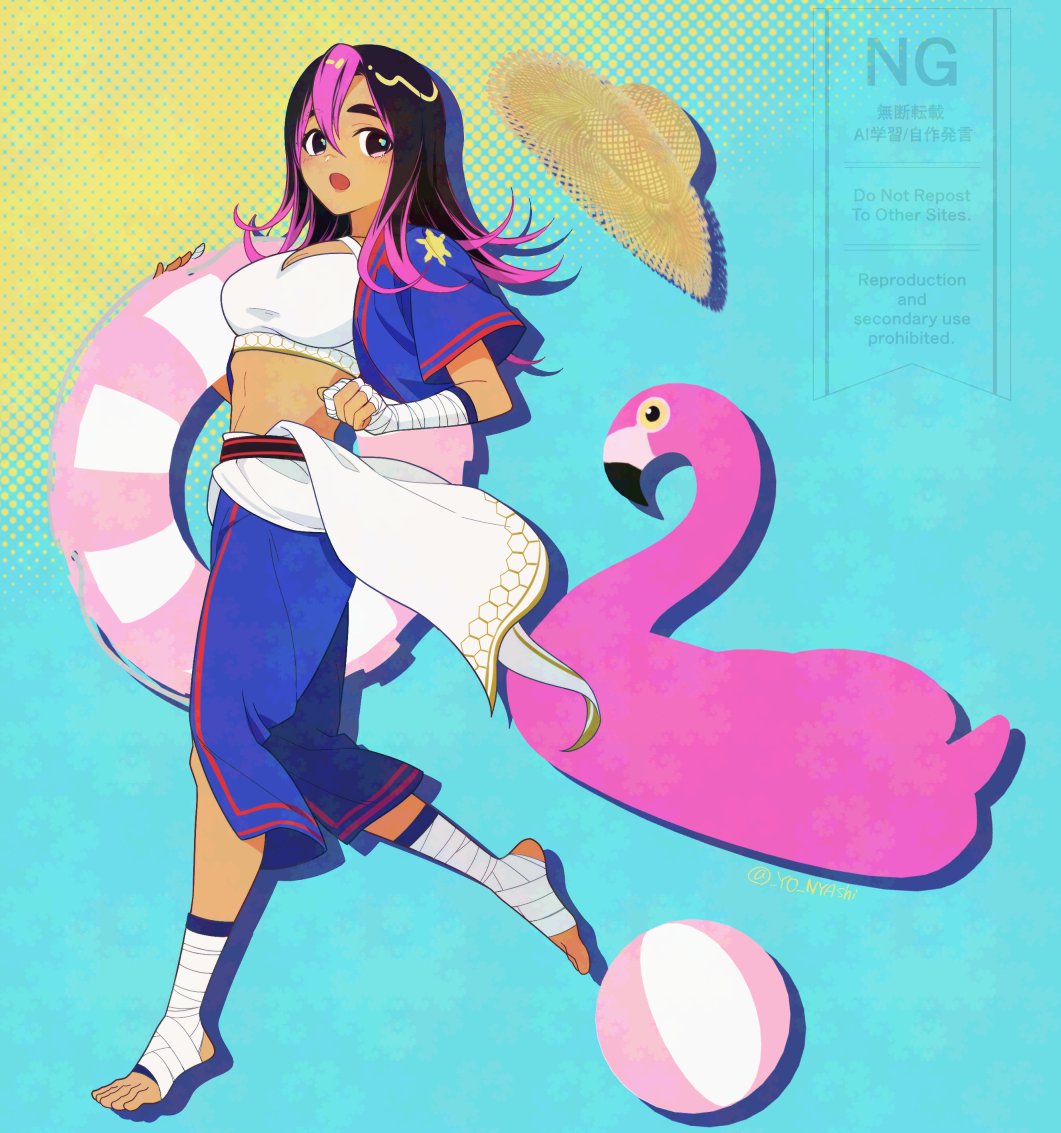 _YO_NYAshi's tweet photo. 夏休みン 🛟⛱️👒☀️🌊🍨
#ヤスミン　#格ゲーキャラ描こうぜ https://t.co/BhBRKBqOoj