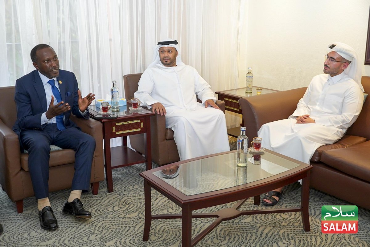 SalamTvUG's tweet photo. .@HajjiKaliisa, MD of Salam TV and @CharitySalam, paid tribute at the Qatar Embassy in Kampala at Kampala Serena Hotel following the death of Sheikh Hamad bin Khalifa Al Thani. The Father Amir of Qatar passed away on 12 July 2026 at the age of 74.

 #SalamUpdates https://t.co/X89ECuxcep