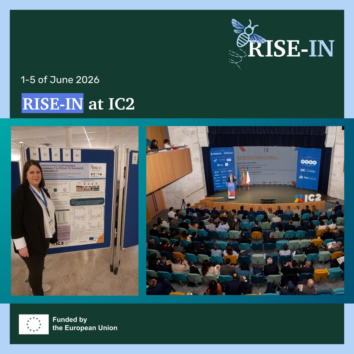 RISEINPROJECT's tweet photo. 📍RISE-IN was represented at the #IC2 Innovation Industry Construction Congress (1–5 June) in Santander by project partner CETIM. Researcher Sainza Arufe presented a poster showcasing the project's latest activities and results 🇪🇺 https://t.co/Am5vQP49OS