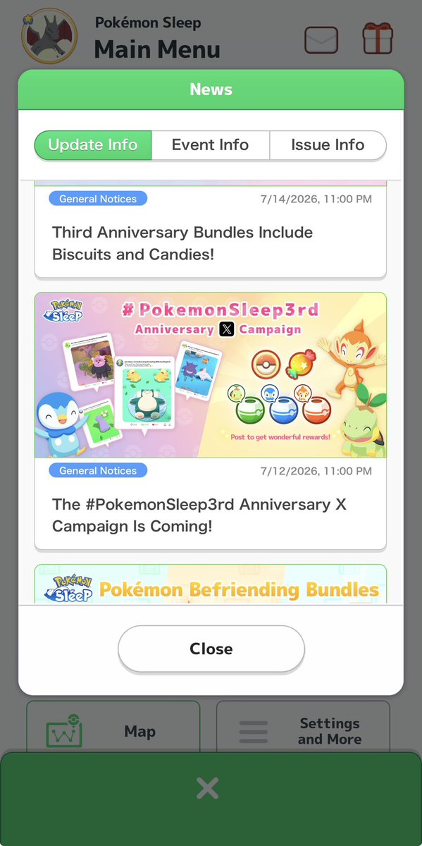 DillonsDex's tweet photo. Free gifts in sleep right now with #PokemonSleep3rd 🔥 https://t.co/m0S2WCtC0B
