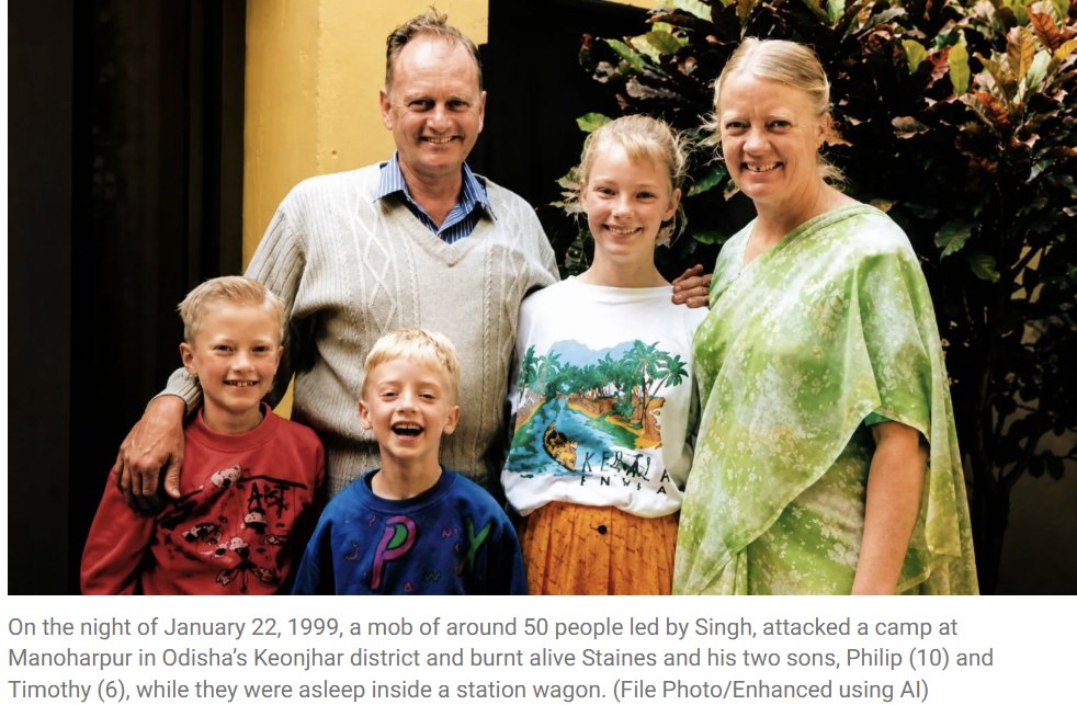 SRPostX's tweet photo. Meet the most brutal Indian killer: Dara Singh. In 1999, he led a mob that burned alive Australian missionary Graham Staines and his two young sons in Odisha. Now, after 26 years in prison, the BJP government in Odisha is considering releasing him on Independence Day remission because Singh is associated with pro-Hindu groups like Bajrang Dal. Some organizations are pushing the Indian Prime Minister to release him. The state told the Supreme Court his name is on the list for release on Independence Day.

This is a slap in the face for justice. The Australian family lost a husband and two children—and now the killer walks free? Shame. The Australian PM needs to talk to the Indian High Commissioner on this issue.

#JusticeForStaines #Australia #India
@AlboMP @MEAIndia @7NewsAustralia @9NewsAUS  @abcnews @newscorp @60Mins 
https://t.co/mc22PHEec4