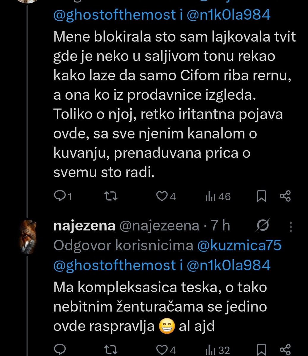Srek88025's tweet photo. @kuzmica75 @najezeena @ghostofthemost @n1k0la984 Onda treba obe da pazite sta pisete, jer rec raspravljati je upotrebljen. Ocigledno je i pratite, bar dok nije blokirala. https://t.co/vYJbSThisJ