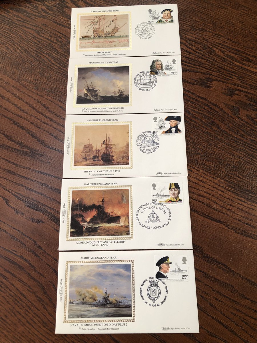 SeivadStamps's tweet photo. 1982 Maritime Benham First Day Covers. #fdc #firstdaycover #firstdaycovers #firstdaycoverstamps #stampcollectors #collectingstamps #royalmail #stampcollections #benham #benhamcovers #maryrose #battleship #navelbombardment #navy #lordnelson #henryVIII https://t.co/gIJ6jY6tLD