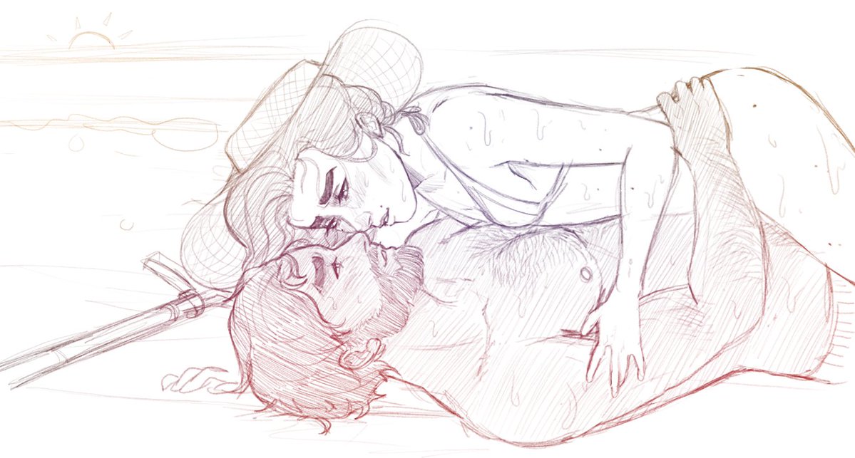 Movvirr's tweet photo. Finished the sketch giveaway art for @_motyli who requested our faviourite lovebirds having a fun summery time on the beach 🌅⛱️🥰 #jayvik https://t.co/02cN04GeWz