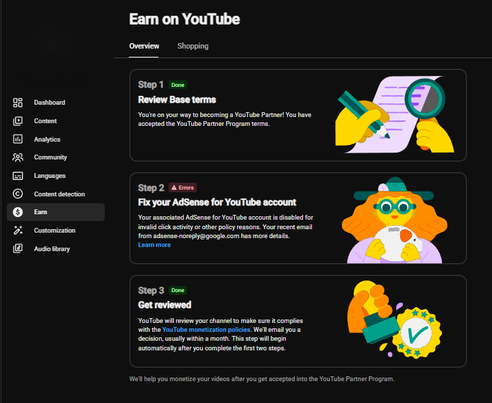 rizkiis's tweet photo. @TeamYouTube @TeamYouTube Please check my reply above. Here is the proof that my AdSense is permanently CLOSED (terminated) and my Step 2 is completely LOCKED. 

I cannot appeal anymore. I just need a manual reset of Step 2 from your specialist team so I can link a new AdSense. Please help. https://t.co/hfkracfYzJ